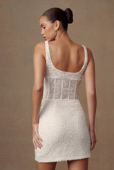 Elsie Pearl Beaded Bustier Top - White